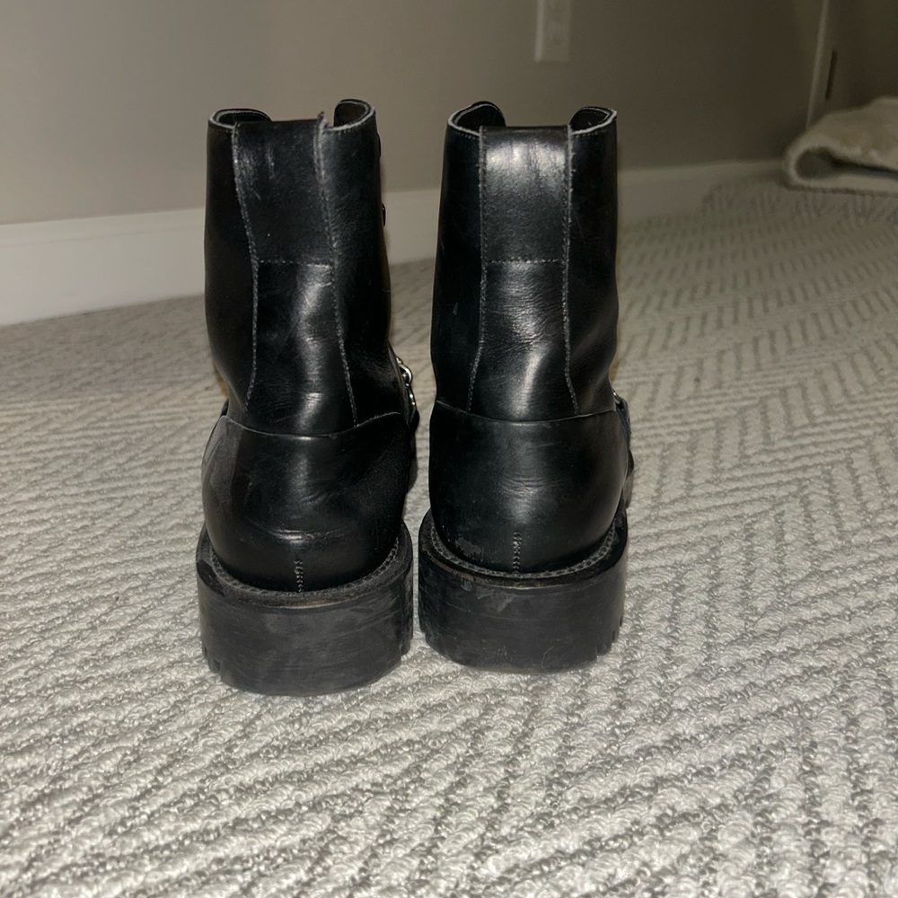 Burberry Leather Chain-Link Accents Combat Boots - Picture 5 of 10